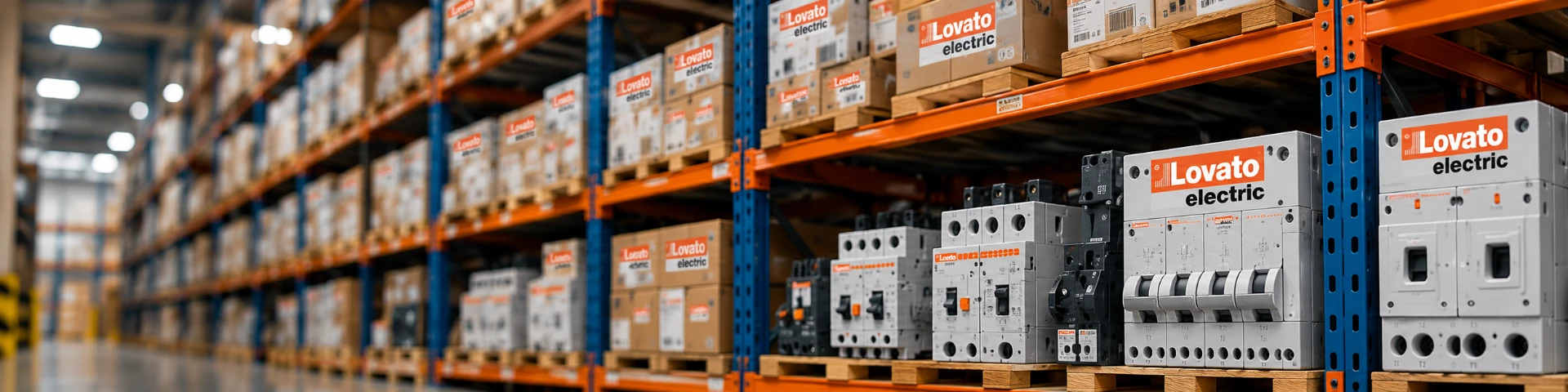 Armazém com estoque de componentes LOVATO Electric
